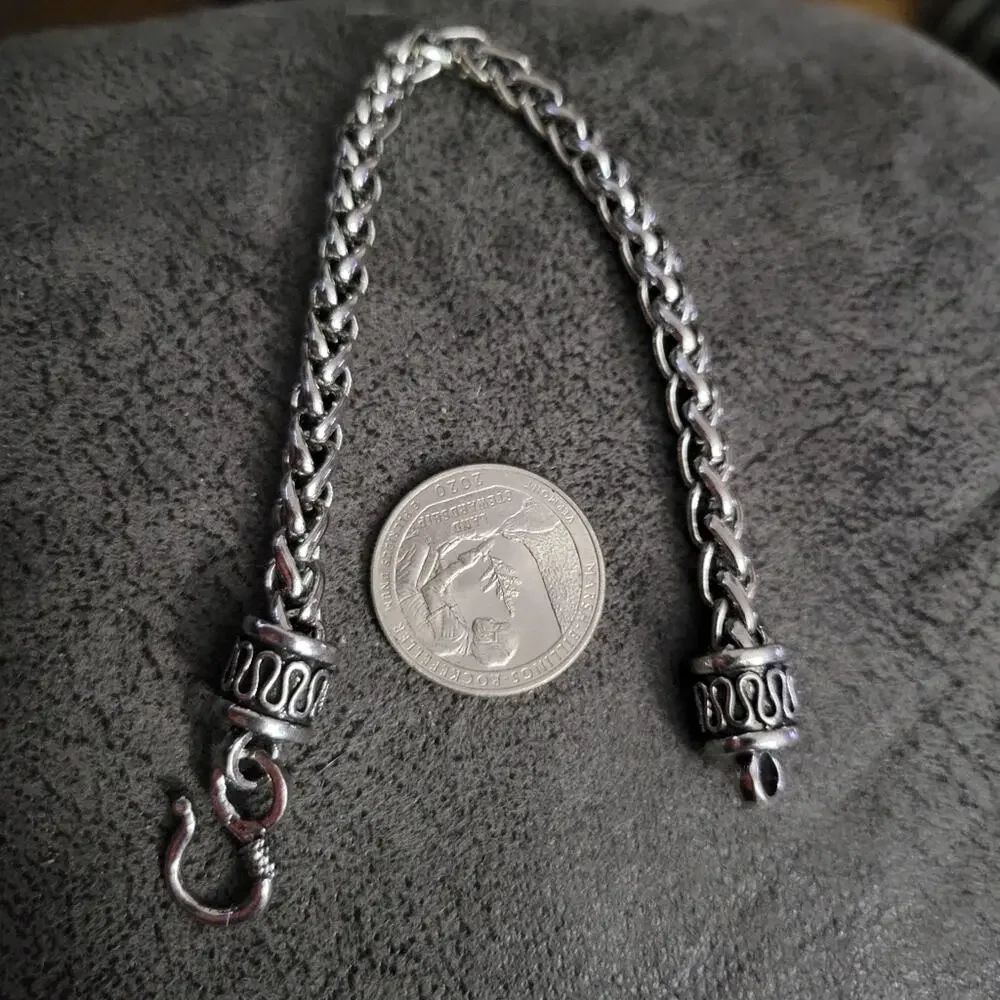 Men's silver tone wheat chain chunky bracelet